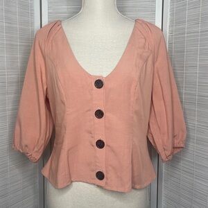 Lovers + Friends Edith Blouse Terracotta Pink Size M